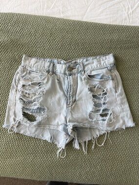Articles Of Society Light Wash Ripped Denim Shorts